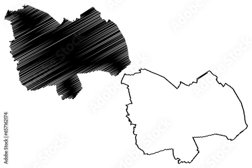 Meierijstad municipality (Kingdom of the Netherlands, Holland, North Brabant or Noord-Brabant province) map vector illustration, scribble sketch map