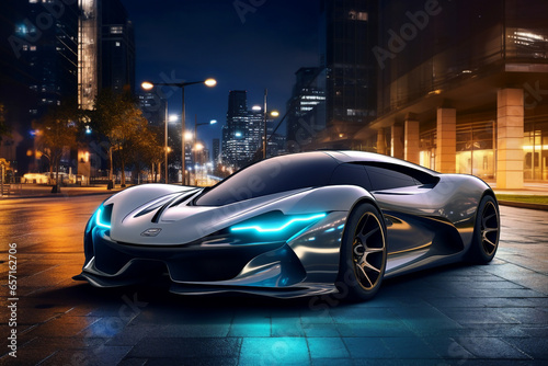 Generative Ai picture of expensive modern futuristic sports car racing © Tetiana