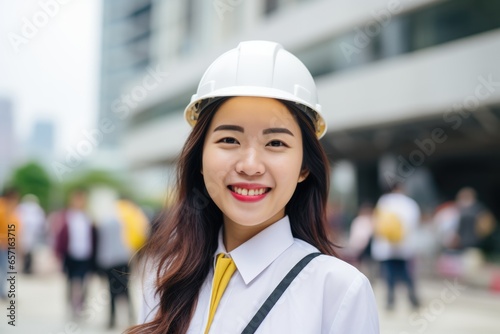 Portrait of a young female construction executive at the construction site