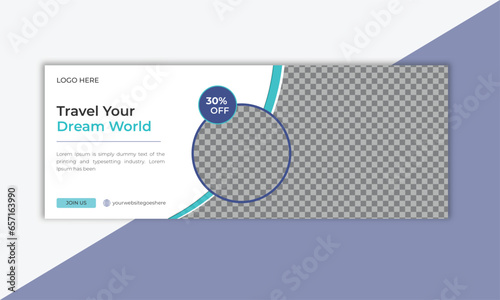 Facebook Travel Cover Design In Vector Illustrator Template, travel marketing, Travel agency, editable texts Design Template.