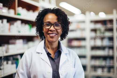 Portrait of a young woman working in a pharmacy