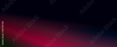 Background with trendy gradient and noise. Red and pink and black and green colors. Glare from lenses, overlay texture. Vector banner with dust and smooth color transition