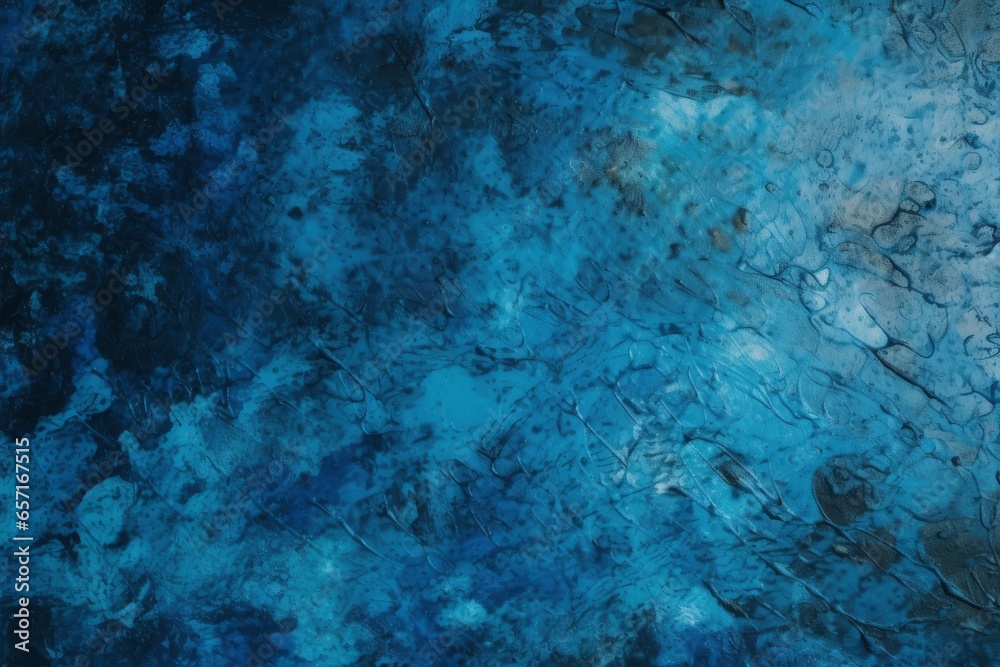 An abstract painting with vibrant blue and dark black hues