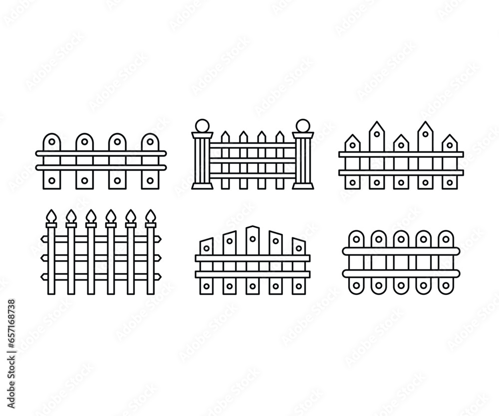 set of fence vector icons design modern simple minimal outline collections templates