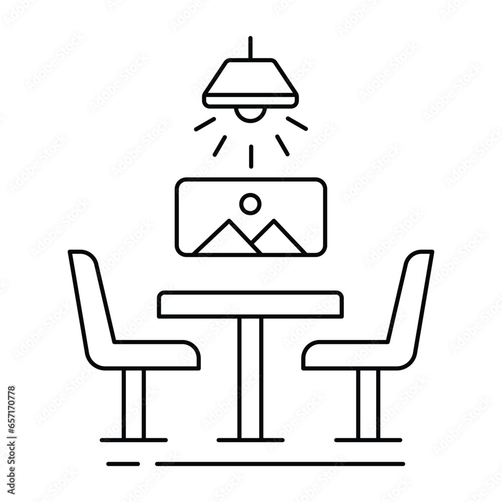 Dining Room Elegance, Mealtime Comfort. The dining room icon symbolizes the elegance of a well appointed dining space and the comfort of shared meals Icon Dining Room Elegance, Mealtime Comfort. The dining room icon symbolizes the elegance of a well appointed dining space and the comfort of shared meals Icon