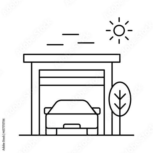 The garage icon signifies parking and storage space, offering convenience for vehicles and belongings Icon