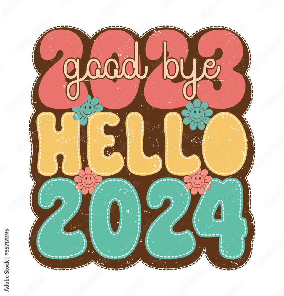 Good bye 2025 Hello 2025 2025 New Year Retro T Shirt Design