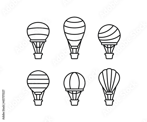hot air balloon vector simple design icon collections modern minimal style isolated white background