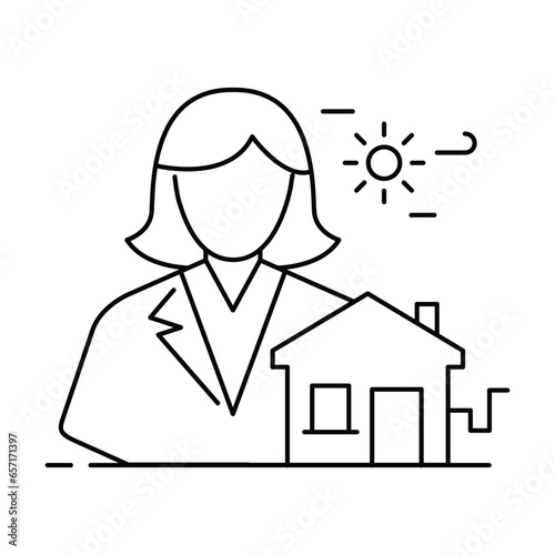 Real Estate Expertise, Trusted Advisor. The Realtor icon featuring a professional with a house symbolizes real estate expertise and a trusted advisor in property transactions Icon