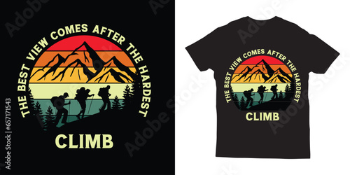 Hiking t-shirt design and elements or graphic resources photo