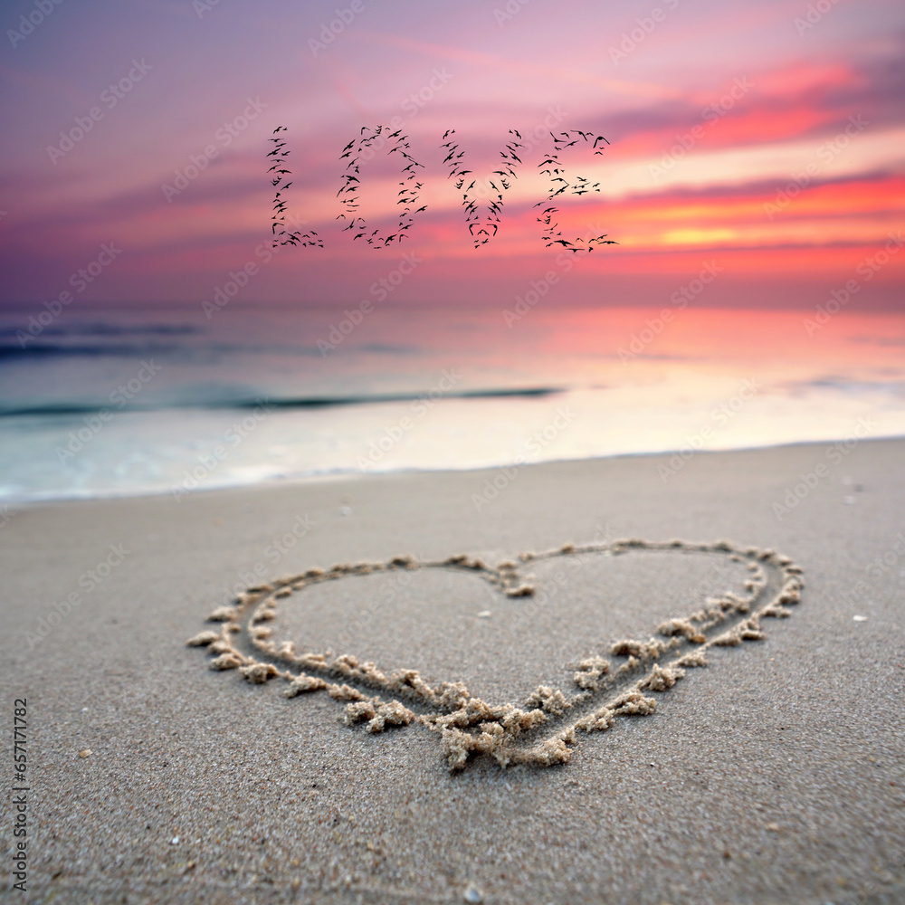 Fotografie Herz am Strand im Sand