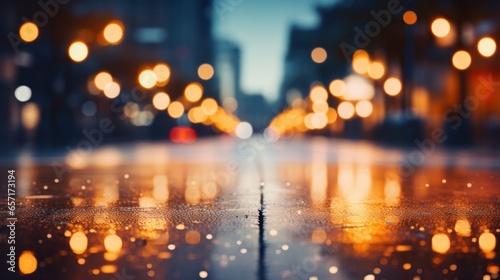 Bokeh lights with blurred city street at night