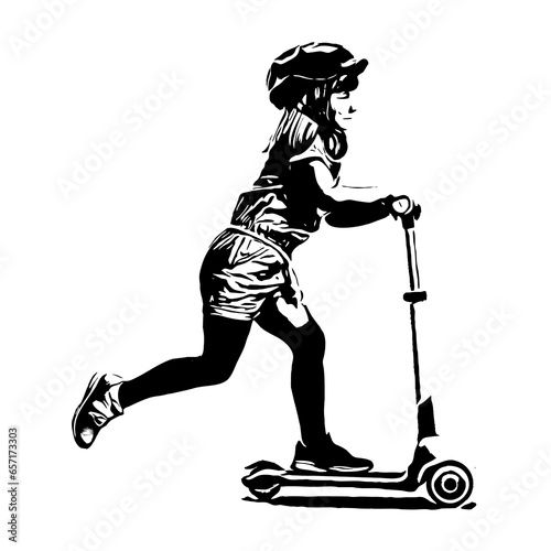Girl riding a scooter