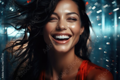 Portrait of a beautiful happy woman, close-up © koplesya
