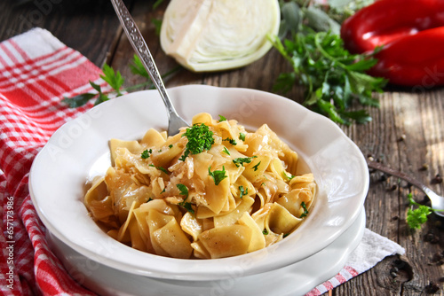 Krpice sa zeljem - Croatian pasta with caramelized cabbage