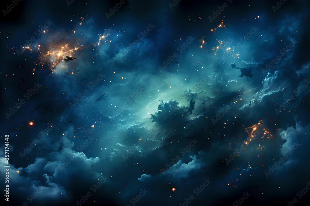 Night sky filled with stars, planets, and galaxies, cosmos, Panorama blue night sky and star on dark background Night sky filled with stars, planets, and galaxies, cosmos, Panorama blue night sky and star on dark background