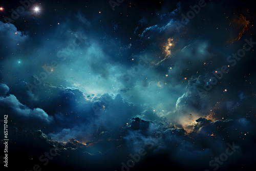 Night sky filled with stars, planets, and galaxies, cosmos, Panorama blue night sky and star on dark background