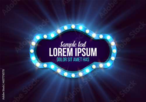 Shining retro billboard. Vintage bright sign board for your design. Vector illustration.