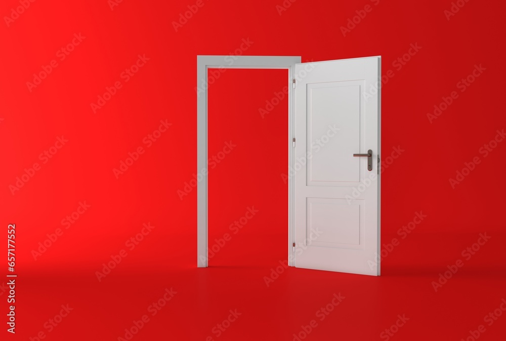 Red Room with the door open for a sky. Door to heaven. Symbol of new career, opportunities, business ventures and initiative. Red Room with the door open for a sky. Door to heaven. Symbol of new career, opportunities, business ventures and initiative.