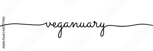 Veganuary monoline lettering isolated on white background. Vector Illustration.
