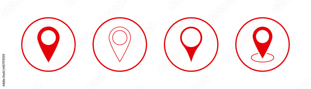 Pin icon set. Location icon set. Map pointer icon set. - obrazy, fototapety, plakaty 