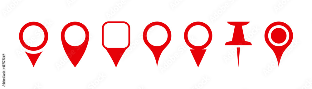 Pin icon set. Location icon set. Map pointer icon set. - obrazy, fototapety, plakaty 