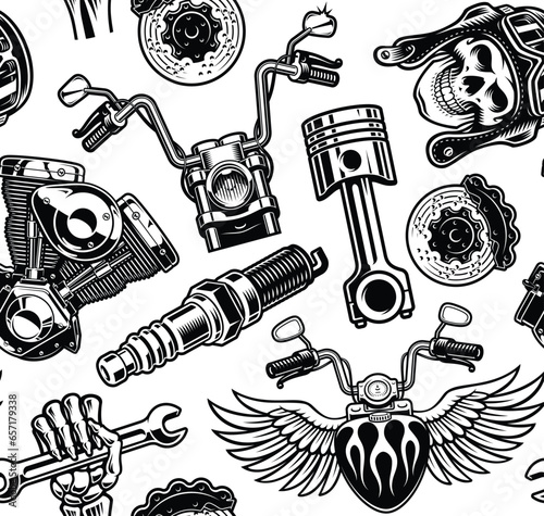 seamless pattern for a biker theme