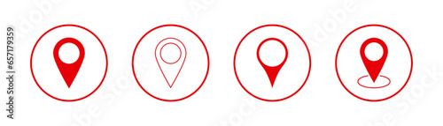 Pin icon set. Location icon set. Map pointer icon set.