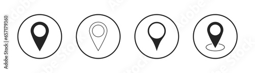 Pin icon set. Location icon set. Map pointer icon set.