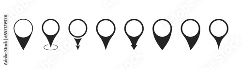 Pin icon set. Location icon set. Map pointer icon set.