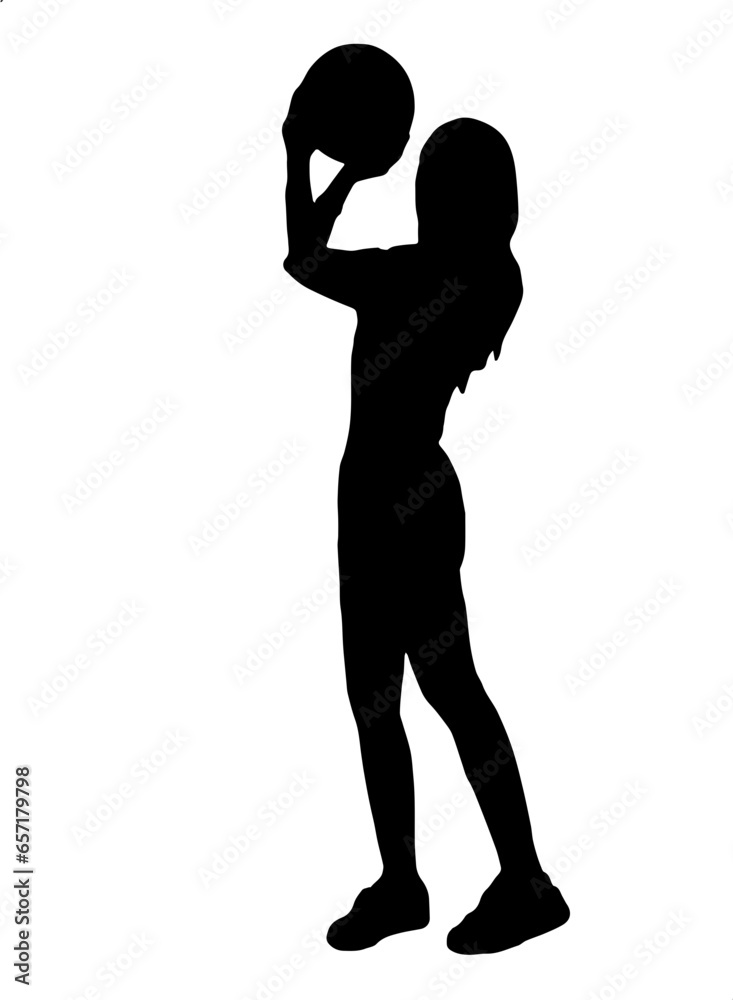 Silhouette of woman basketball player