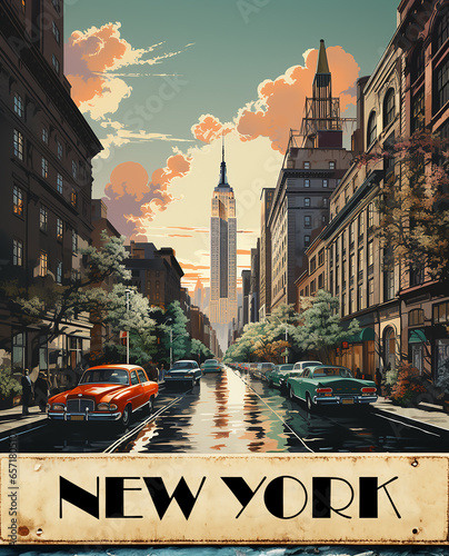 Vintage poster picturing New York