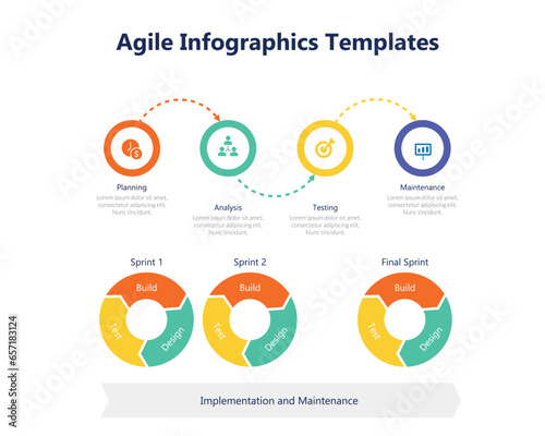 Agile Diagram Infographics Template 
Agile project management diagram used in the software development plan, project schedule, roadmap and business approach that aligns your customer needs and company
