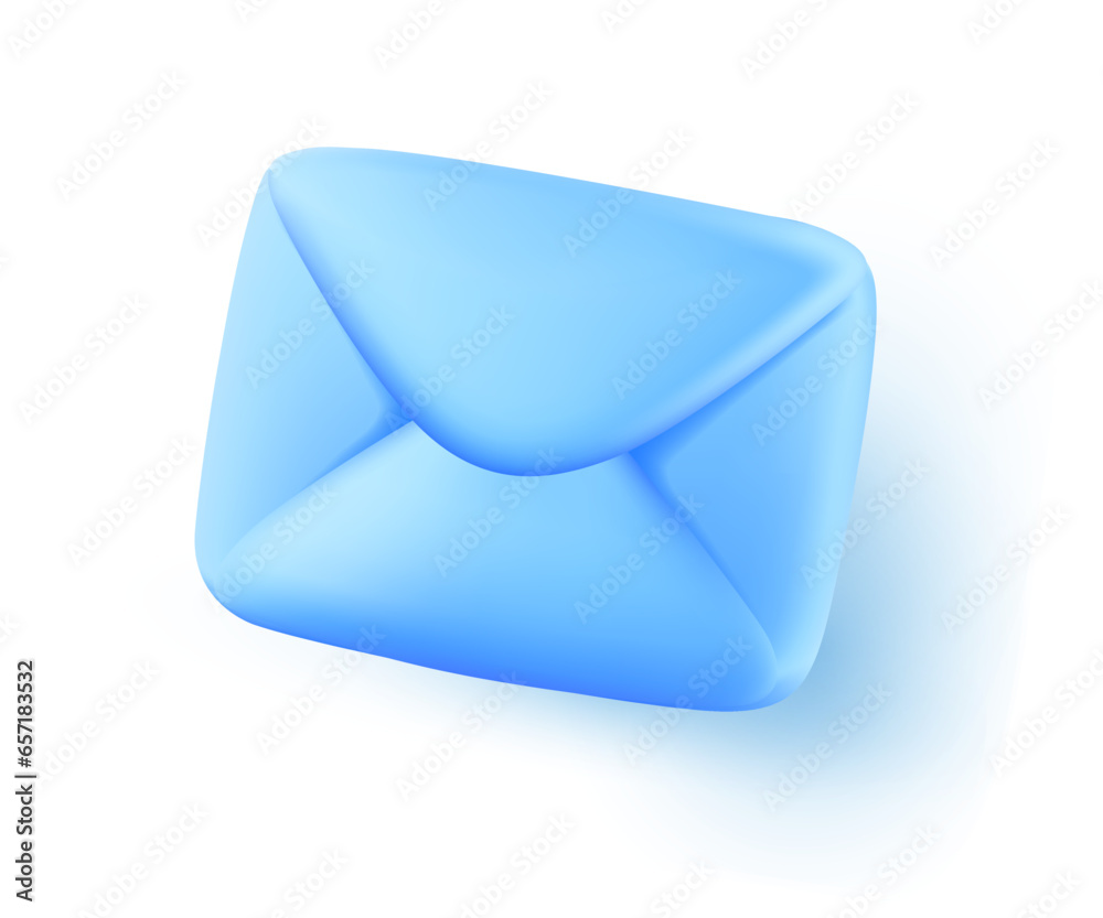 Vector illustration of closed blue color envelope with shadow on white ...