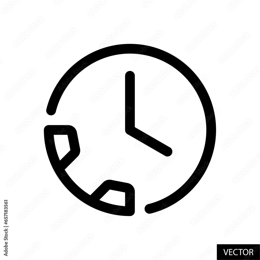 Clock and call button, phone call duration, call waiting vector icon in