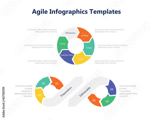 Agile Diagram Infographics Template 
Agile project management diagram used in the software development plan, project schedule, roadmap and business approach that aligns your customer needs and company