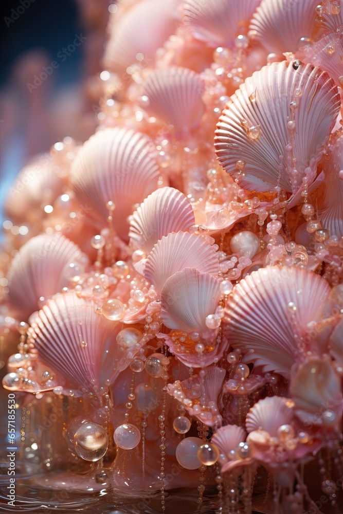 some Pink Seashell over a Baroque Background Shiny and Abstract Background. some Pink Seashell over a Baroque Background Shiny and Abstract Background.