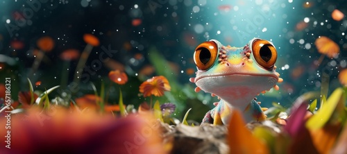 cute gecko on blurred background Generative AI