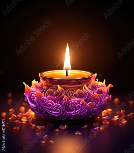 Diwali is an Indian holiday  the festival of fire. Lotus flowers and diyas oil lamps. With Generative AI technology