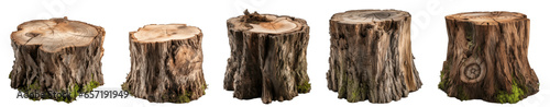 Tree stumps, cut trees, deforestation isolated on transparent background generative ai