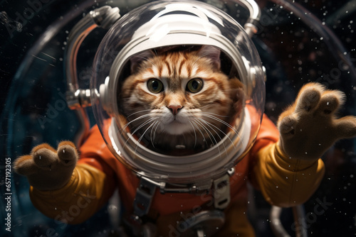 cute cat wearing a spacesuit