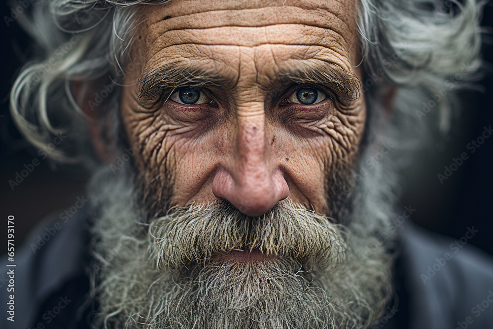 Close up photography of elderly homeless man with disheveled appearance beard dirty clothes seeking aid on street generative ai Close up photography of elderly homeless man with disheveled appearance beard dirty clothes seeking aid on street generative ai