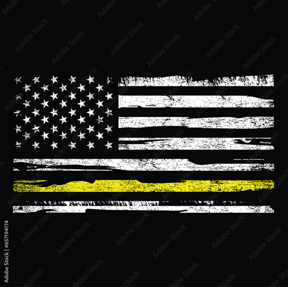 Thin Yellow Line Flag Emergency Dispatchers Flag T-Shirt Vector ...