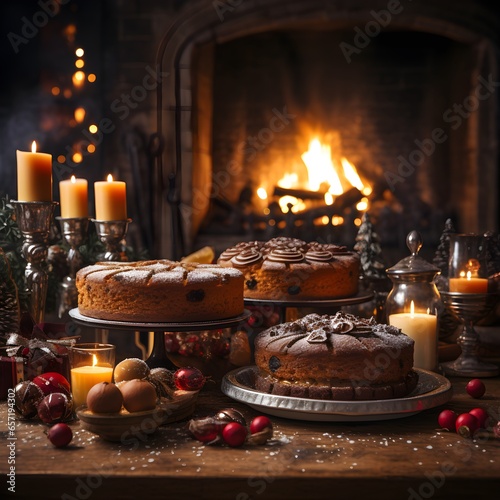 Pumpkin cake in a beautiful Christmas scenery