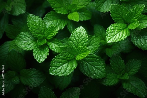 Green Mint Plant Grow Background. Generative AI.