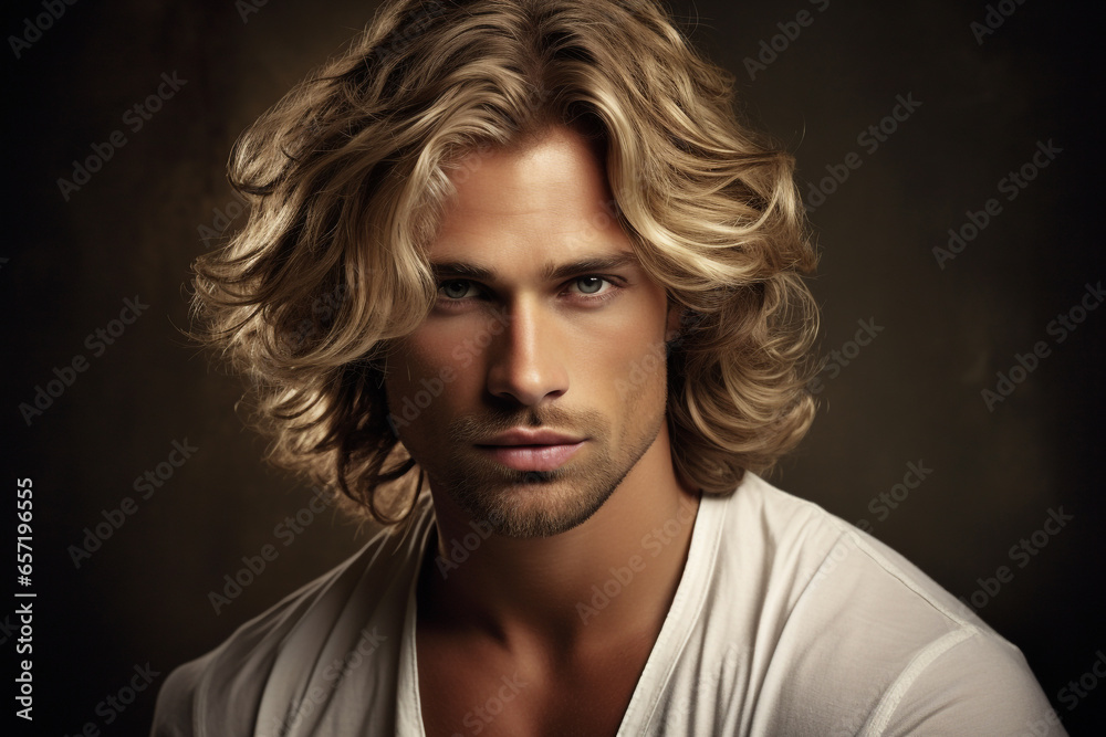 Fashion and style concept. Beautiful man fashion close-up studio portrait. Generative AI Fashion and style concept. Beautiful man fashion close-up studio portrait. Generative AI