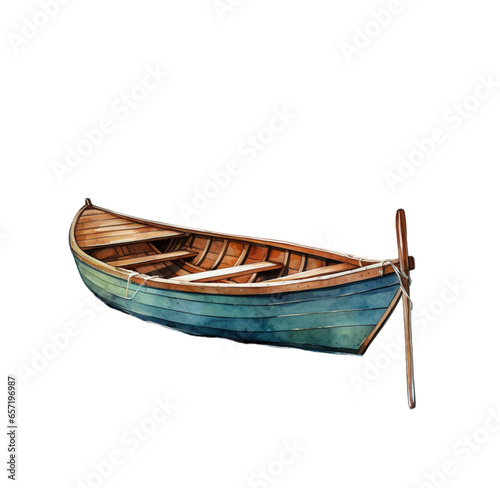 Watercolor illustration of a boat. Generative AI, png