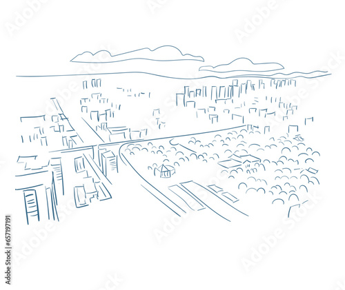 Osaka Japan vector sketch city illustration line art sketch