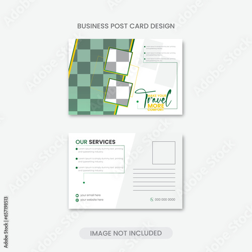 Postcard design template creative travel agency postcard design