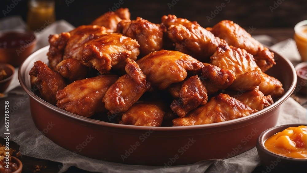 Deliciously looking hot and spicy chicken wings Deliciously looking hot and spicy chicken wings